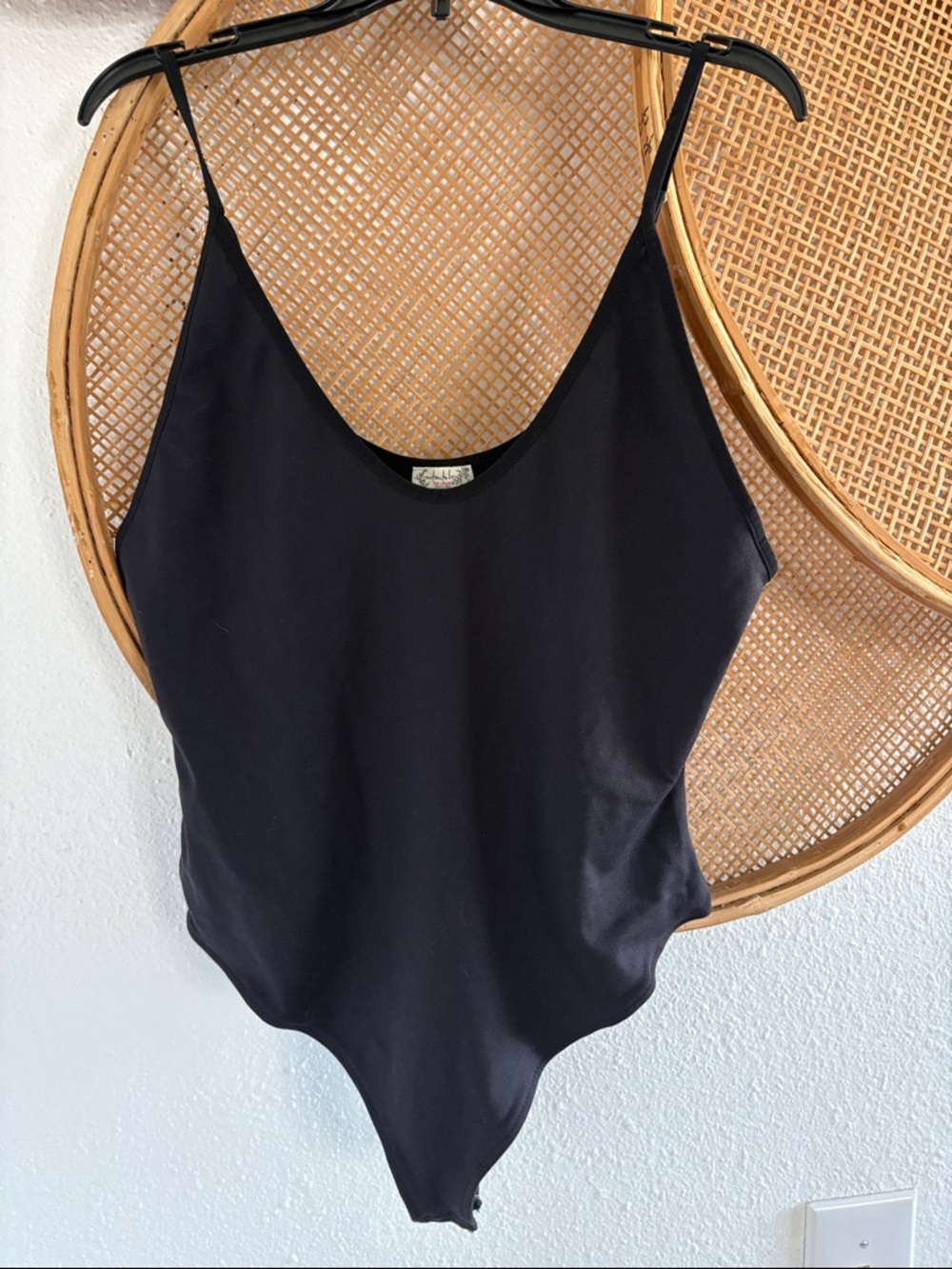 NWOT Free People Intimates Black Scoopneck One-Piece Thong Bodysuit size med